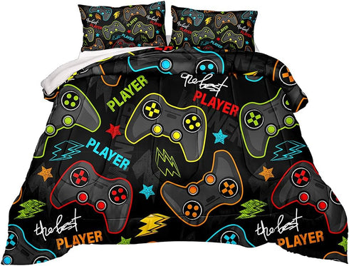 Gaming Comforter for Boys Teen,Game Contoller Bedding Set for Boys Kids,Down Alternative