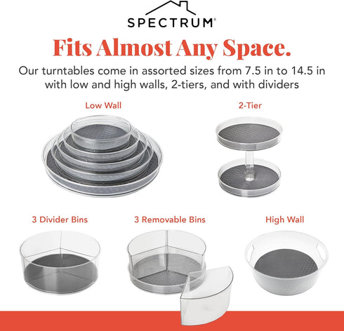 Spectrum Lazy Susan Organizer, Hexa Medium (1-Pack) for Cabinet, Refrigerator, Pantry, Table, & Shelf