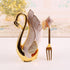 Coffee Dessert Dinner Spoon Set with Swan Base Holder, Forks Spoons for Cake Salad Cocktail Birthday Gift