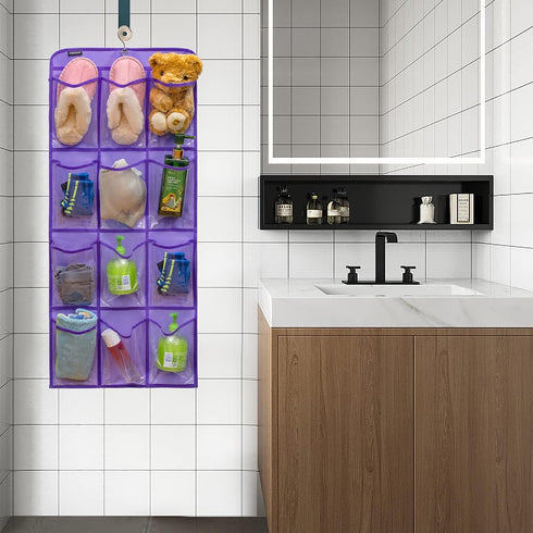 Closet 24 Dual Sided Hanging Shoe Organizer for with Rotating Hanger Hanging Shoe Rack Holder with Large Pockets