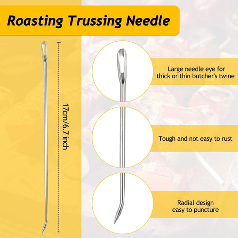 6-Piece WILLBOND Stainless Steel Poultry Trussing Needles for Securing Turkey, Chicken, Roasts, and Meats