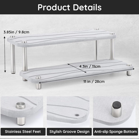 Segbeauty 2 Tier Bathroom Tray Countertop Organizer, 11 x 4.3in Instant Drying Stone Tray for Kitchen, Bathroom