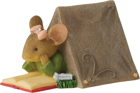 Enesco Tails with Heart Happy Camper Ghost Story Mouse Miniature Figurine, 1.54 Inch, Multicolor