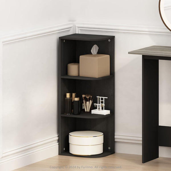 Furinno Reed Corner Shelf, 3-Tier Corner Bookshelf, Book Shelf, Corner Shelves, Storage