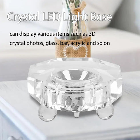 3D 3D Crystal LED Light Base for Glass Art, Multicolor Changing Pedestal Stand with AC Power, Lighted Base for Crystal