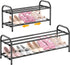 Hleelomi 2-Tier Expandable Shoe Rack for EntrywayAdjustable Metal Shoe Organizer for Closet,Living Room,Dorm,Black