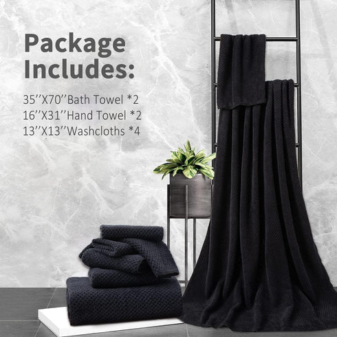 8 Set |2 Sheet,2 4 600GSM Set Piece Bathroom Towel Black Oversized Large Bath Towels Hand Towels and Washcloths| Ultra