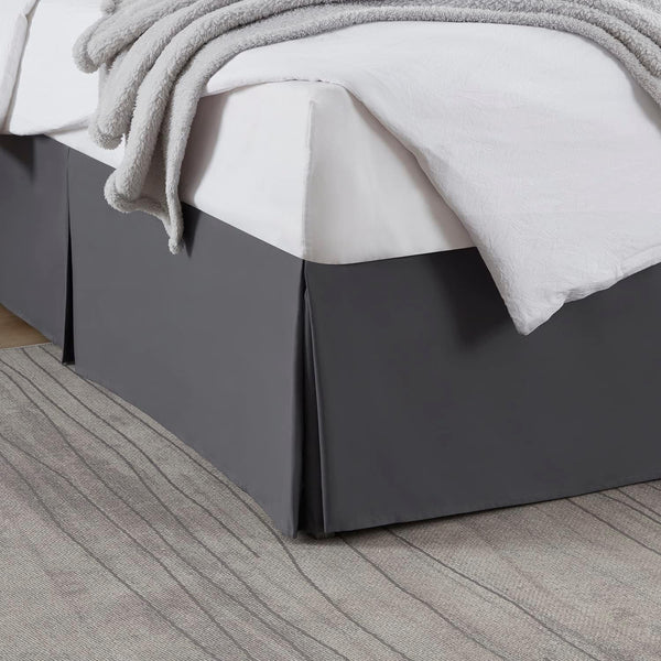 Nestl Dark Gray Bed Skirt Queen Size - 14 Inch Drop, Pleated Microfiber Hotel Quality