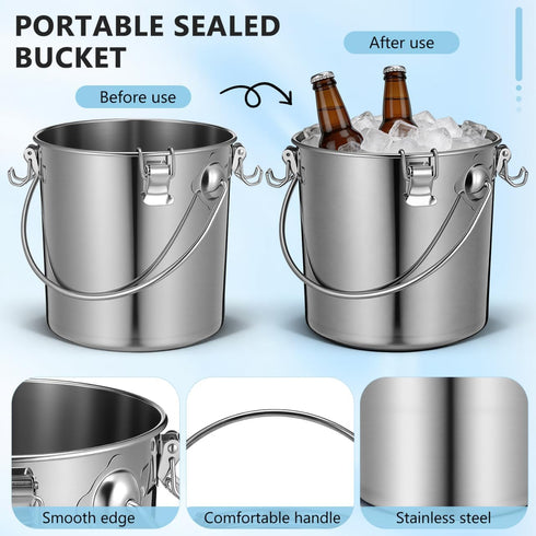 152 oz iplusmile Stainless Steel Airtight Canisters Container: fl Airtight Clamp Lid Kitchen Food Storage Bucket
