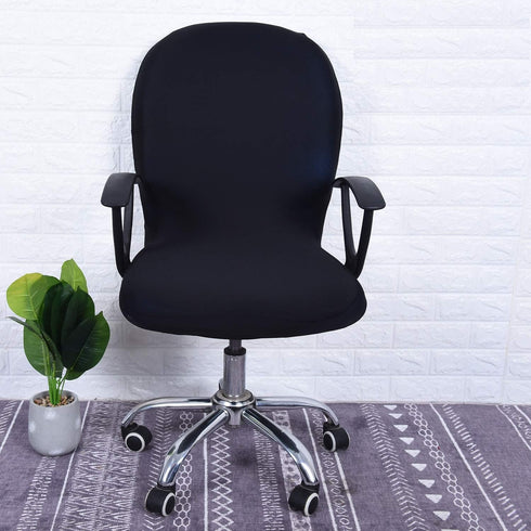 Stretchable Removable Computer Office Chair Cover, Universal Slipcovers for Swivel Lift Chairs (Black)
