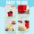 Tasty Hot Air Popcorn Popper, Healthy Popcorn in Minutes, Fast Easy-to-Use, 8 Cups with Butter Warmer, Red
