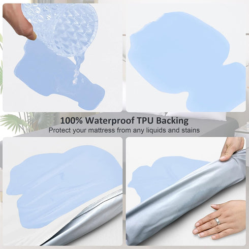 18'', 39'' 75'') Twin Mattress Protector Waterproof, Fitted Sheet Style Breathable Mattress Cover with Deep Pocket Fits