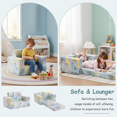 2-in-1 Tiita Kids Sofa, Kid Sofa, Convertible Children Couch to Lounger, Flip Out Kids Chair, Glow in The Dark Toddler