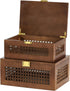 Decorative Rattan Storage Boxes: Solid Wood Woven Baskets with Lid, Keepsake Memory Jewelry Box, Natural Boho Organizer