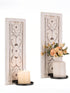 Rustic Candle Sconces Wall Decor Set of 2 - White Farmhouse Art