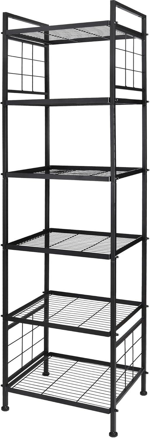 GIOTORENT 6-Wire Metal Storage Shelf, Pantry Rack for Laundry, Kitchen, Bathroom Organizer - Black