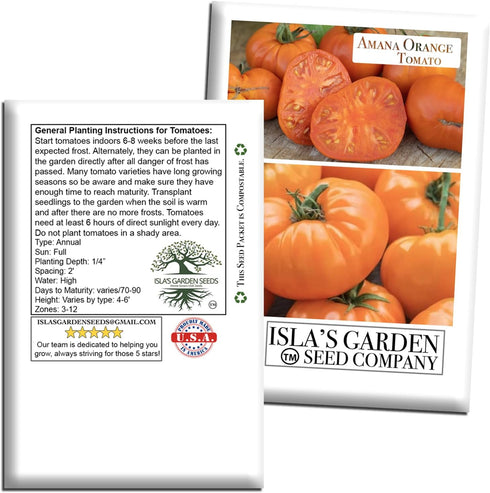 50+ 8090 Amana Orange Beefsteak Tomato Seeds (Solanum lycopersicum) Heirloom Non-GMO Seeds by Islas Garden Seeds, Large