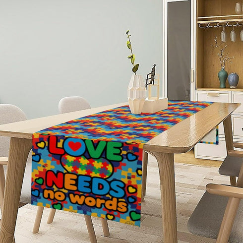 UEQIKI Summer 13x72 Inch Autism Awareness Table Runner for Home Party Decorations Seasonal Washable Kitchen Dining