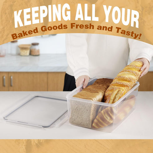 Tiawudi 2 Pack Countertop, 11.6 11L Large Bread Box for Kitchen Airtight Bread Storage Container for Homemade Bread