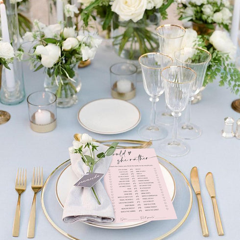 50 Whaline Sheets Blush Pink Bridal Shower Game Cards Pink Double Sided Party Game Activity Cards for Would She Rather