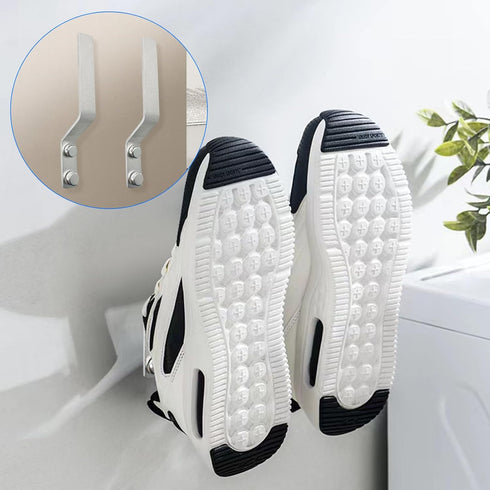 Rddconkit 4 Pcs Aluminum Shoes Hooks, Door Wall Mounted Shoes Rack Shelf Organizer for Door Hanging Shoes