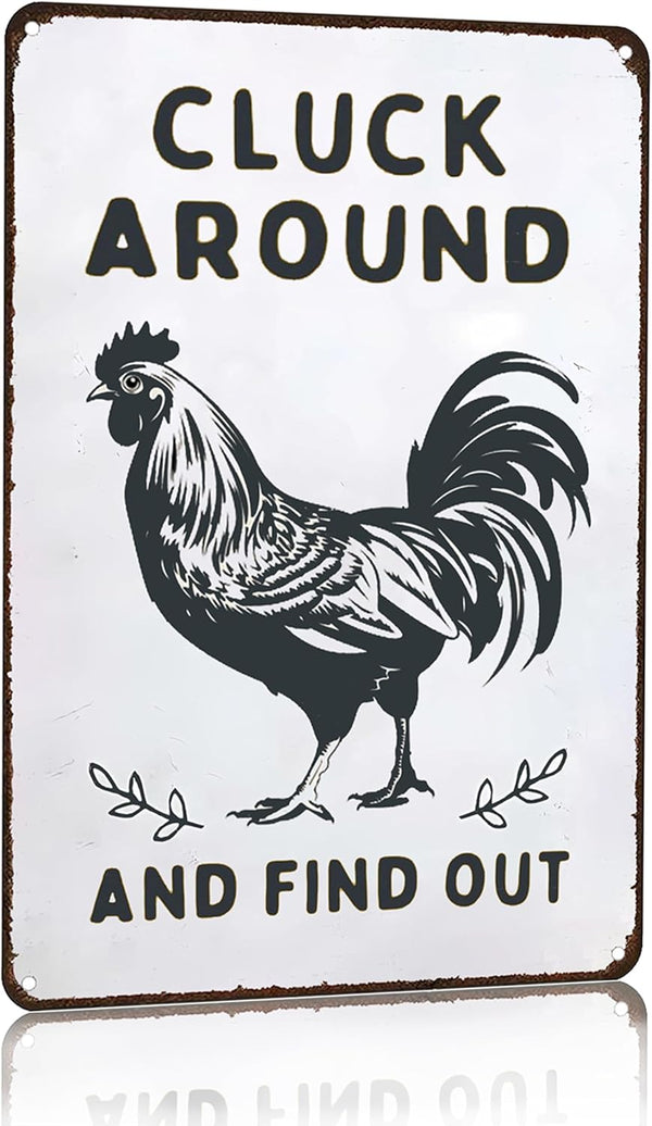 Smilelife Funny Chicken Gifts Chicken Cluck Around and Find Out Tin Sign