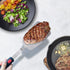 Stainless Steel Flexible Spatula - Solid Turner for Cast Iron Skillet, Thin Blade & Heat Resistant Silicone Handle