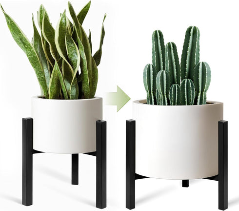 IZIDDO Adjustable Plant Stand Indoor, Black Metal Planter Stands Outdoor, Mid Century