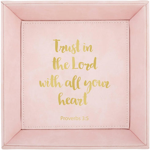 CB Gift Heartfelt Collection Pretty in Pink Leather-Like Trinket Tray, 7.5 x 7.5-Inches