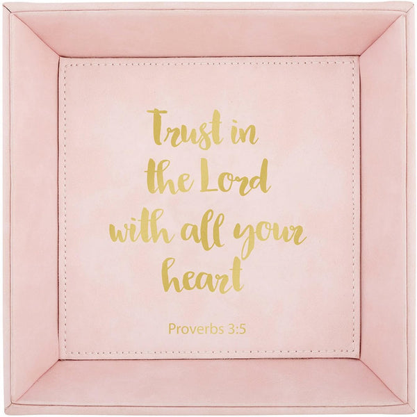 CB Gift Heartfelt Collection Pretty in Pink Leather-Like Trinket Tray, 7.5 x 7.5-Inches