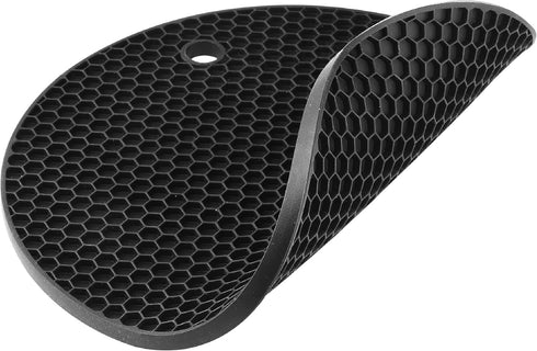 BTaT Silicone Trivet Mats, 2 Pack, Black, Round Silicone Hot Pads for Kitchen, Trivets for Hot Pots and Pans
