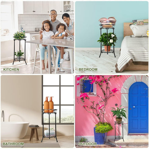 THKFUL 2Pack Outdoor,20.3" Plant,2 Plant Stand Indoor Heavy Duty Metal Pot Plants Stands for Multiple Tier Corner