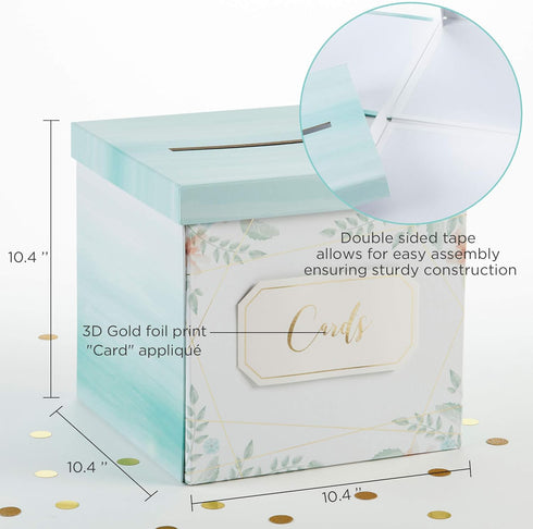 Kate Aspen Geometric Floral Wedding Card Box, Money Box - Wedding Decorations for Reception, Baby Showers, Birthdays,