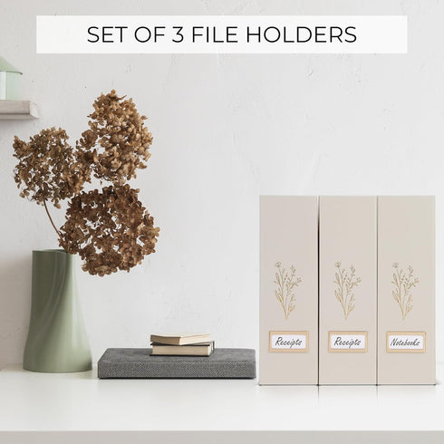 ZICOTO Beautiful Magazine Holder Set of 3, Sturdy File Holder to Organize Desk or Shelves, Perfect Office Storage