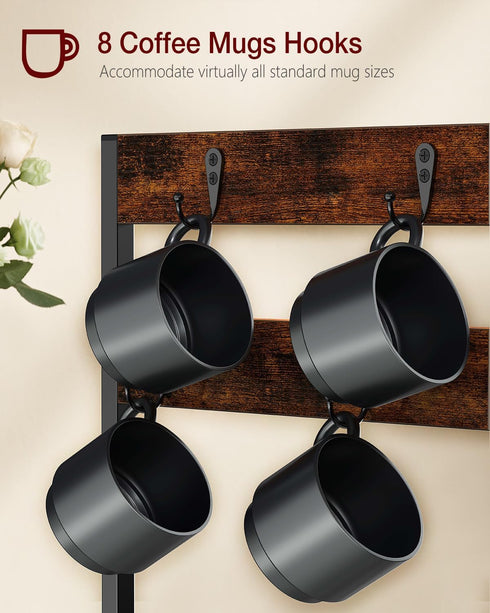 K Cup Holder Drawer, Coffee Pod Organizer for Counter, Sturdy K-Cup Storage Drawer with Mug Rack, 35 Pods Capacity,