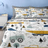 5 Set Bulldozer Nesker Pcs Comforter Twin Size, Cute Cars Truck Tractor Bedding for Kids Teen, Cargo Crane Excavator