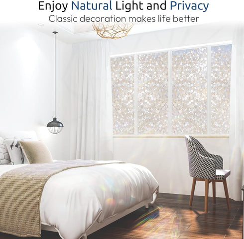 rabbitgoo Window Privacy Film, Decorative Rainbow Window Clings, Static Cling Non-Adhesive Stickers, 23.6 x 78.7 inches
