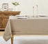 55 87 Inchs, Farmhouse Linen Textured Tablecloth Lattice Cutwork Waterproof & Stain Resistant Table Cloth Rectangle