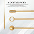 I-MART 15 Pack Stainless Steel Cocktail Picks, Reusable Metal Garnish Sticks for Drinks, Appetizers, 4.25 Inch (Gold)