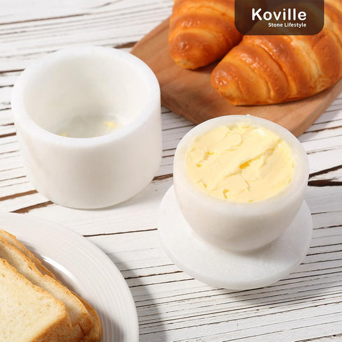 Counter Koville White Marble Butter Keeper Handmade French Butter Holder For Kitchen Decor, Stone Butter Dish Butter