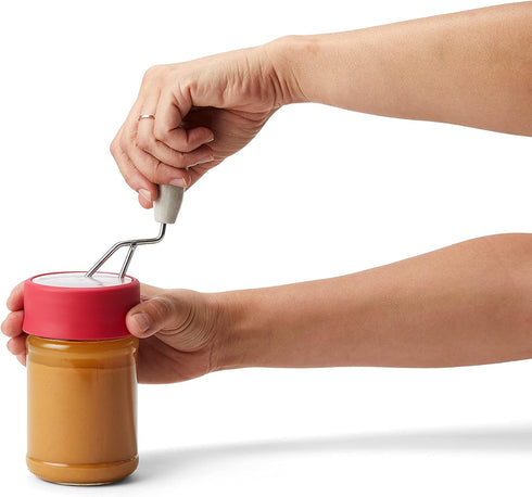 Chef'n Peanut Butter Stirrer - Perfect for Mason & Peanut Butter Jars, Red/Stainless
