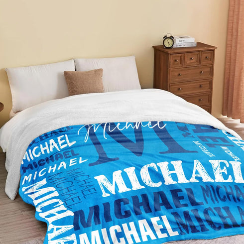 Monogrammed Personalized Blankets for Teen Boys Girls - Printed in USA Custom Blanket with Kid Names Reversible Plush
