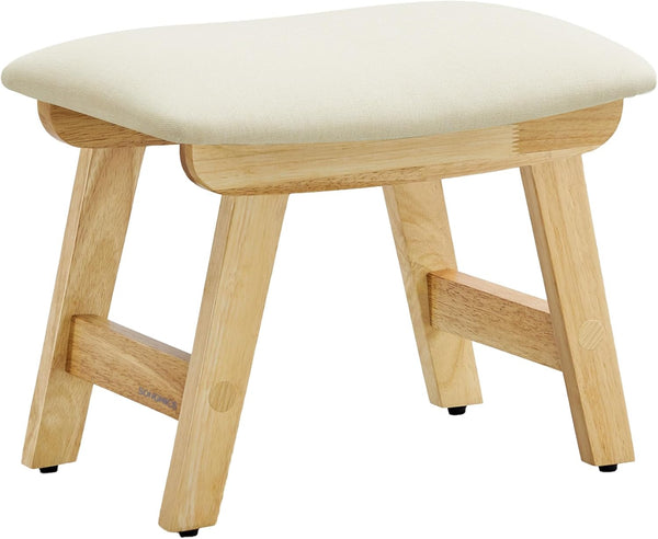 SONGMICS Foot Stool Ottoman, Padded Foot Rest Under Desk with Solid Wood