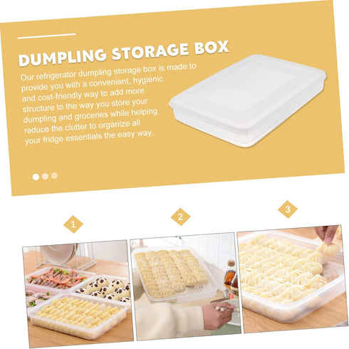 HOMSFOU 2pcs Large Dumpling Box Containers for Fridge, Stackable Food Storage Bins, Refrigerator Box Kitchen Supply