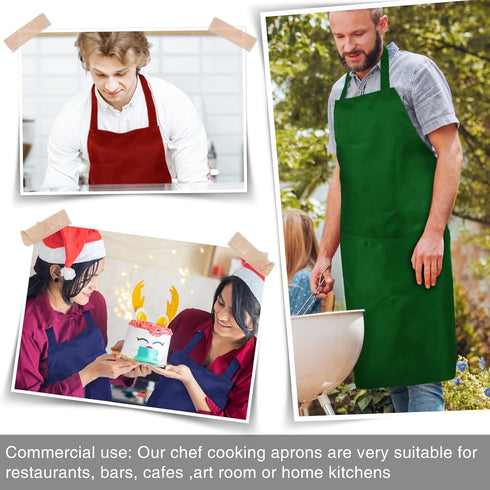 24 Pack Commercial Tarpop Bib Aprons Unisex Apron Resistant Apron Kitchen BBQ Crafting Aprons for Women Men Chef (Mixed