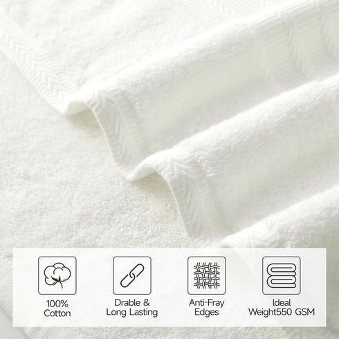 8 Set 100% Set 2 2 4 600 Sets, REDKISS Piece Off White Towels - Cotton Towels with Large Bath Towels, Hand, Washcloths