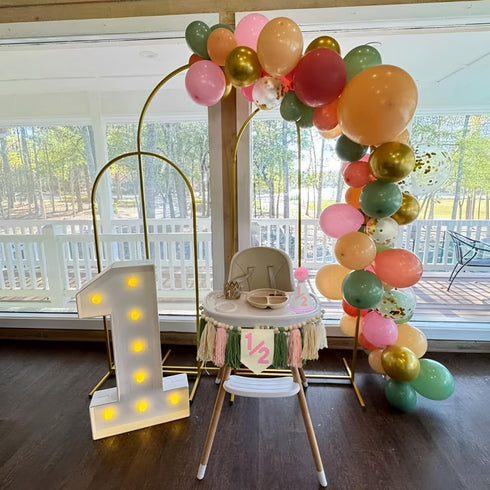 Cuvaho 1/2 6 1/2 1/2) Half Birthday Decorations Girl Pink Sage Green High Chair Banner with Half Birthday Hat for Month