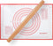 QUELLANCE Wood French Rolling Pin for Baking, Wooden Dough Roller with Silicone Baking Mat, Beech Wood, Red Pastry Mat