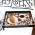 Counter Spsyrine Decorative Serving Tray with Handles, Black Lacquered Coffee Table Tray for Ottoman, Rectangle