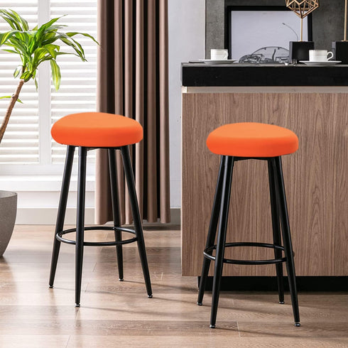 4PCS 13-16 Inch Deisy Dee Round Bar Stool Seat Covers Stretch Round Chair Covers for Stool Chair (Orange)